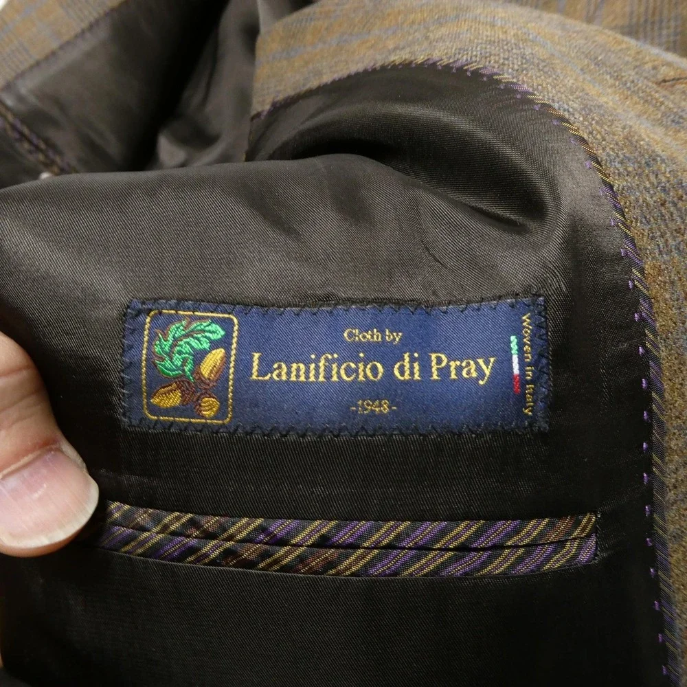 Linea Blazer Mens 46L Long Brown Plaid Wool Tweed Sport Coat Jacket Canada
